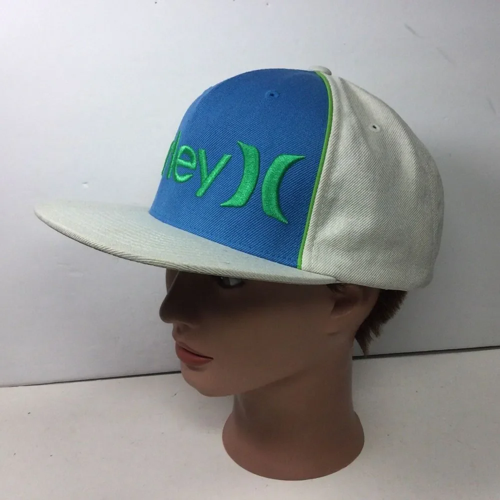 Hurley Hat Snapback SpellOut Trucker‎ Baseball Cap Embroidered Logo Gray Blue